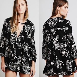 Free People Floral Foil Print Tunic